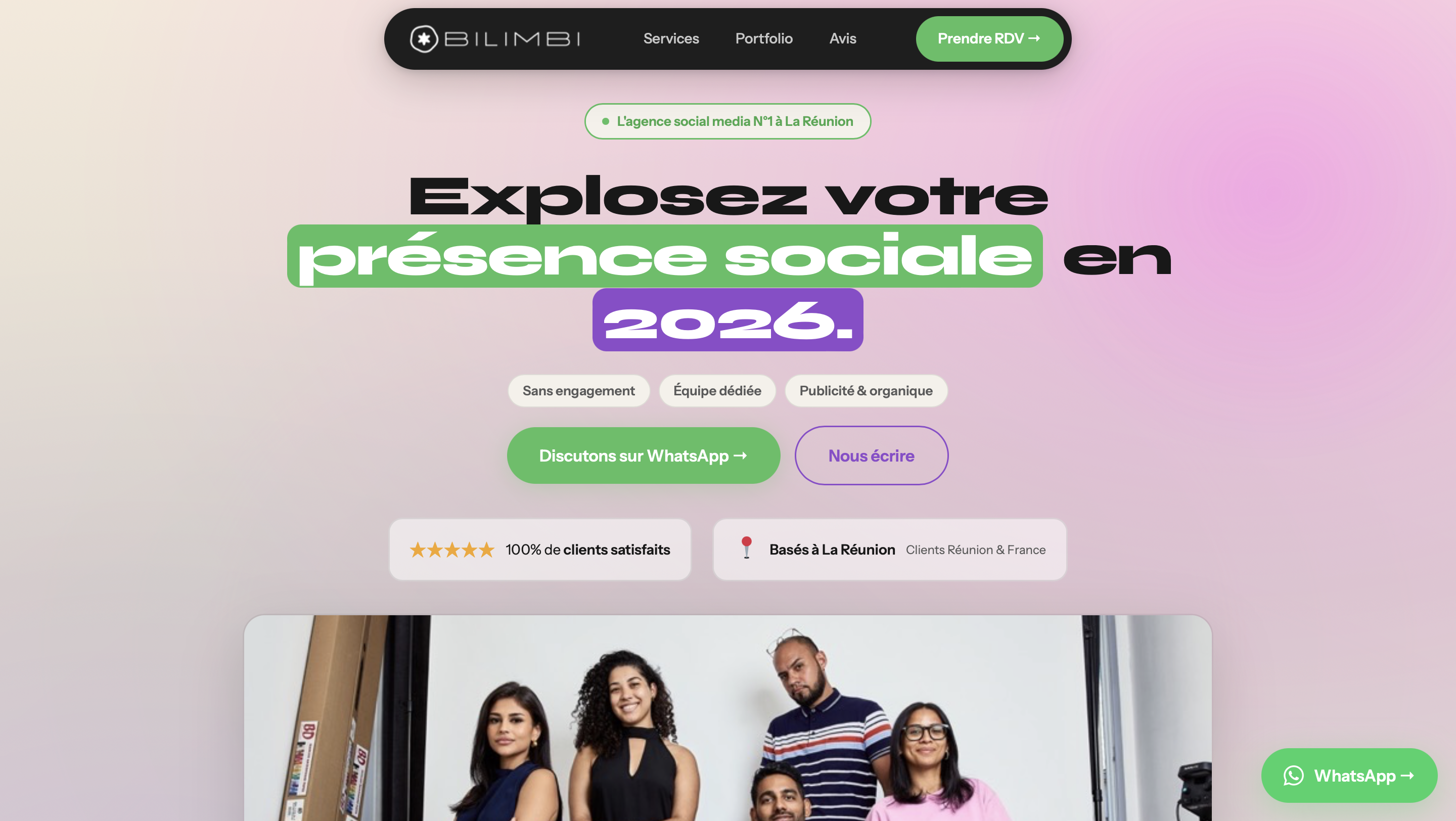 Landing page Bilimbis — agence social media La Réunion